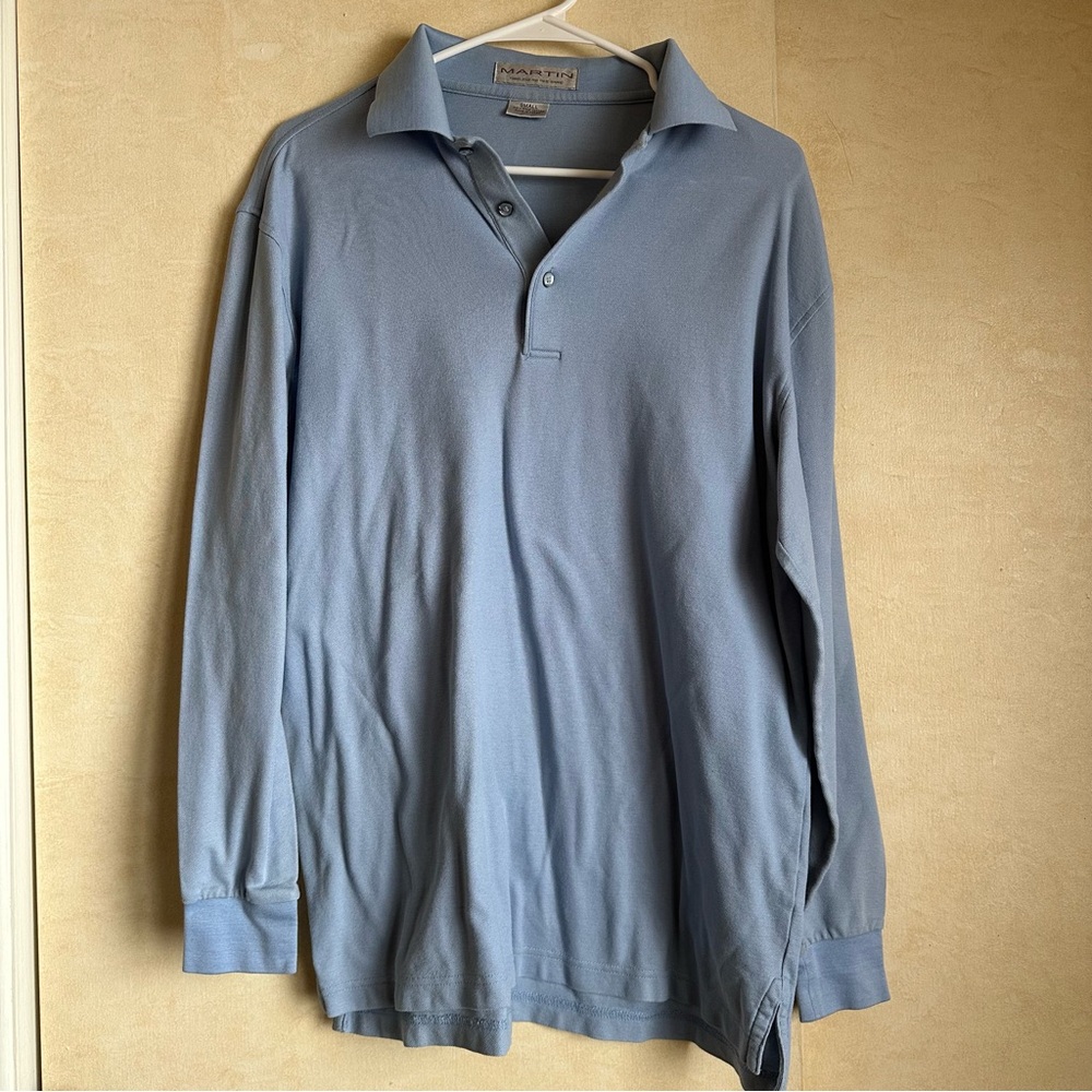 Light blue men's long sleeve polo shirt